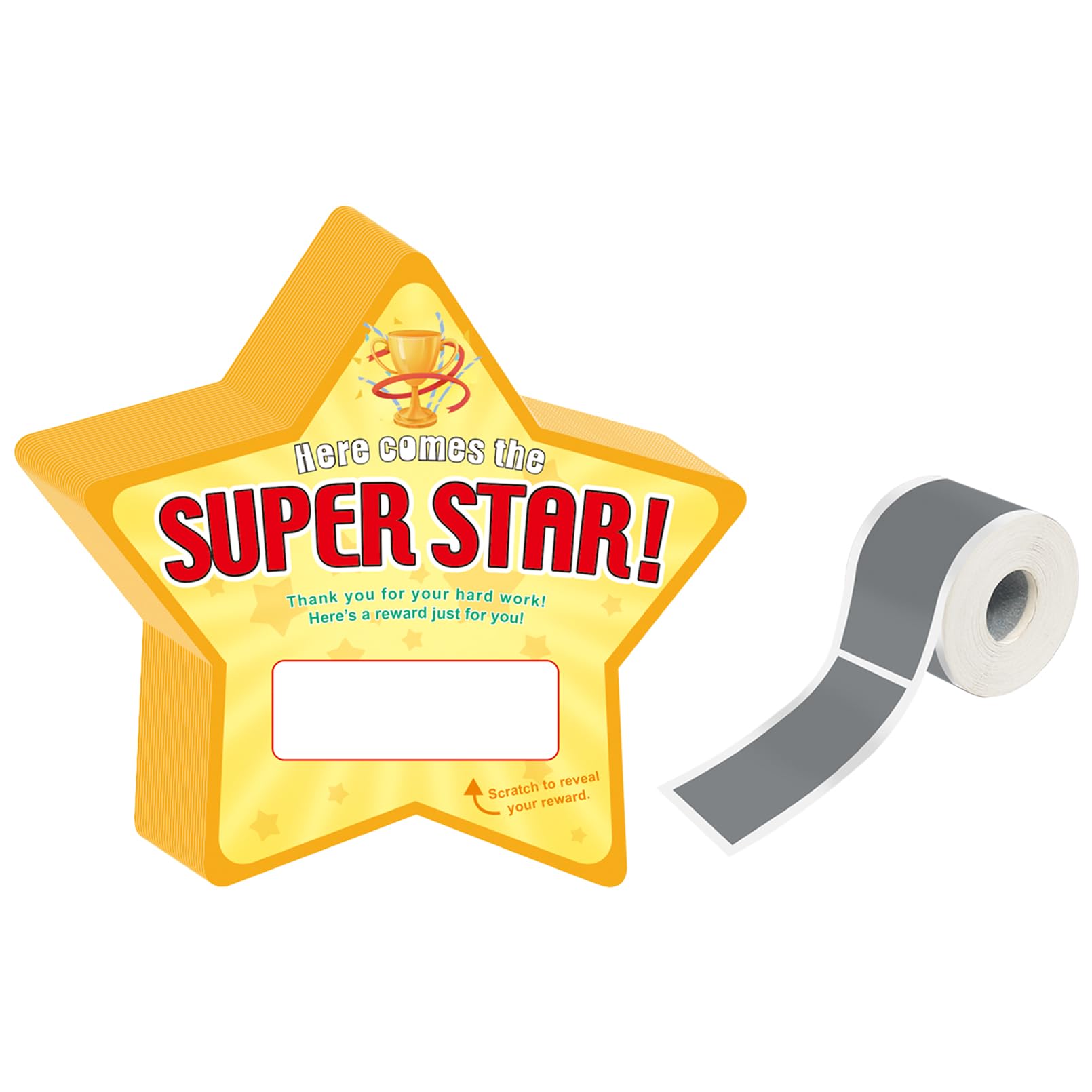 50 Pack Scratch Off Cards Classroom Prizes Elementary DIY Custom Scratch Off Tickets for Kids Make Your Own Scratch Off Card (Star-Shaped)