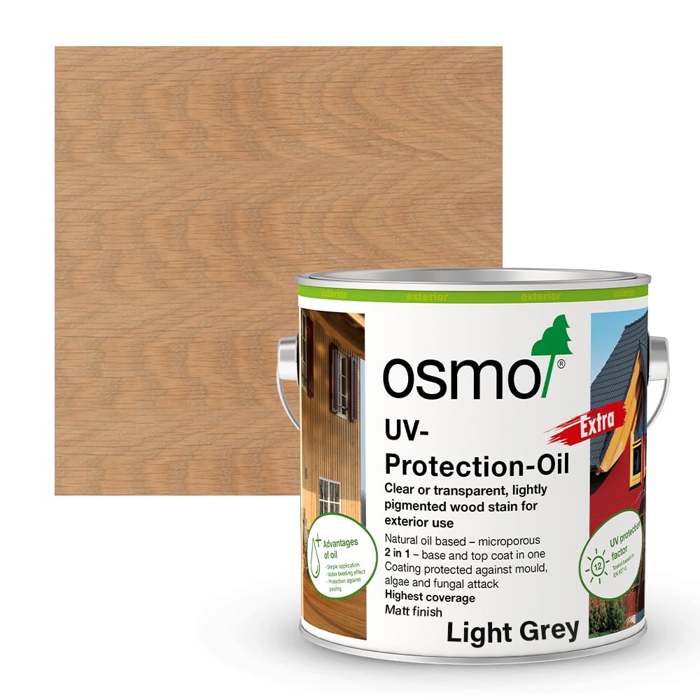 Osmo UV Protection Oil Extra, Exterior Tints Wood Finish (Light Grey 3067, Matt, 2.5l)