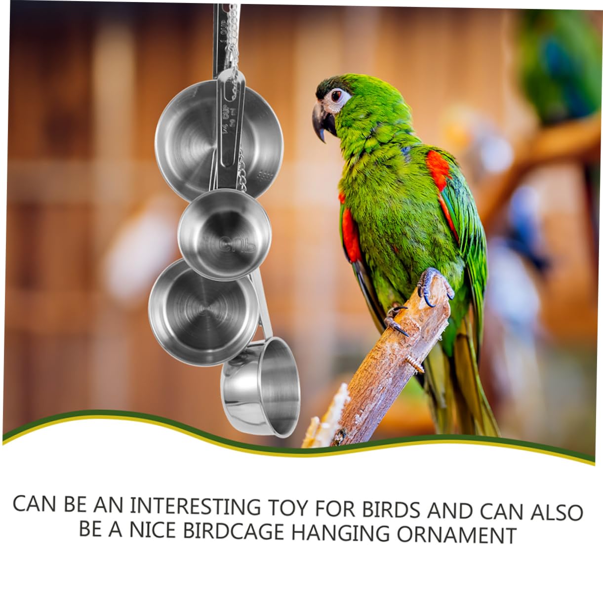 2pièces Jouets Suspendus pour Perroquets Acier Inoxydable Jouets à Mâcher Grignoter pour Oiseaux Accessoire Amusant pour Cage à Oiseaux