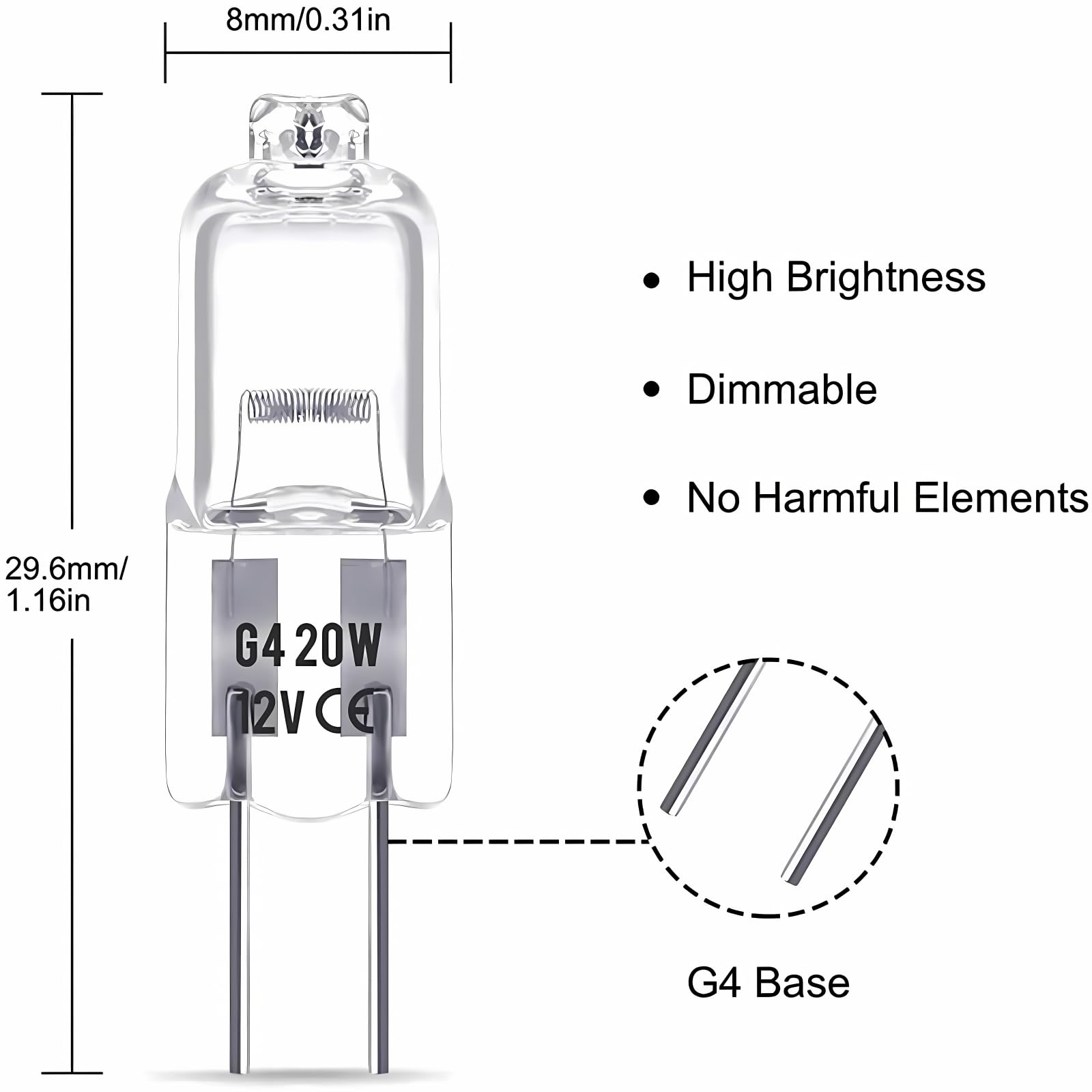 G4 Halogenlampe, hocheffizienter Ersatz, sofort betriebsbereit, 5 W-30 W, 6 V-24 V, für Kosteneinsparungen und lange Lebensdauer, kommerzielle Nutzung (30 W, 100 Stück/6 V)