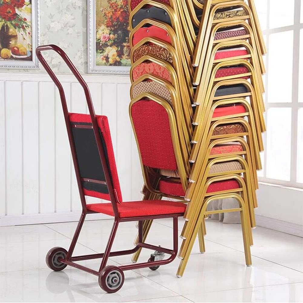 Banquet Chair Trolley, Stack Chair Cart For Large Events, Push-Style Chair Holder Holds 15 Chairs with 6-inch Silent Wheels