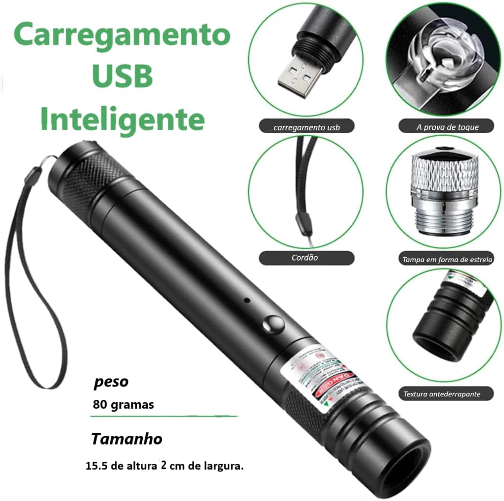 Caneta Laser Verde Ultra Forte Super Alcance a Prova D'água Recarregável Linha Verde Foco Ajustável Estrela e Linha Premium Hytalux Caneta Laser Verde Ultra Forte Super Alcance a Prova D'água Recarregável Linha Verde Foco Ajustável Estrela e Linha Premium Hytalux