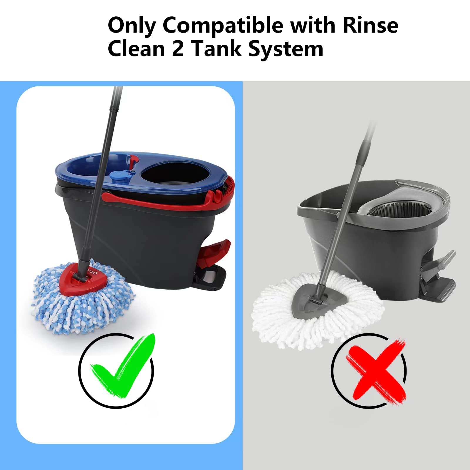 WANGCL Paquete de 4 cabezales de repuesto para mopa giratoria O-Cedar EasyWring RinseClean cabezal de repuesto de microfibra para sistema de 2 tanques (azul