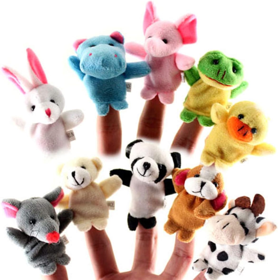 MEW 10pcs Animals Finger Puppet, Plush Toys with Soft Velvet, Hands
