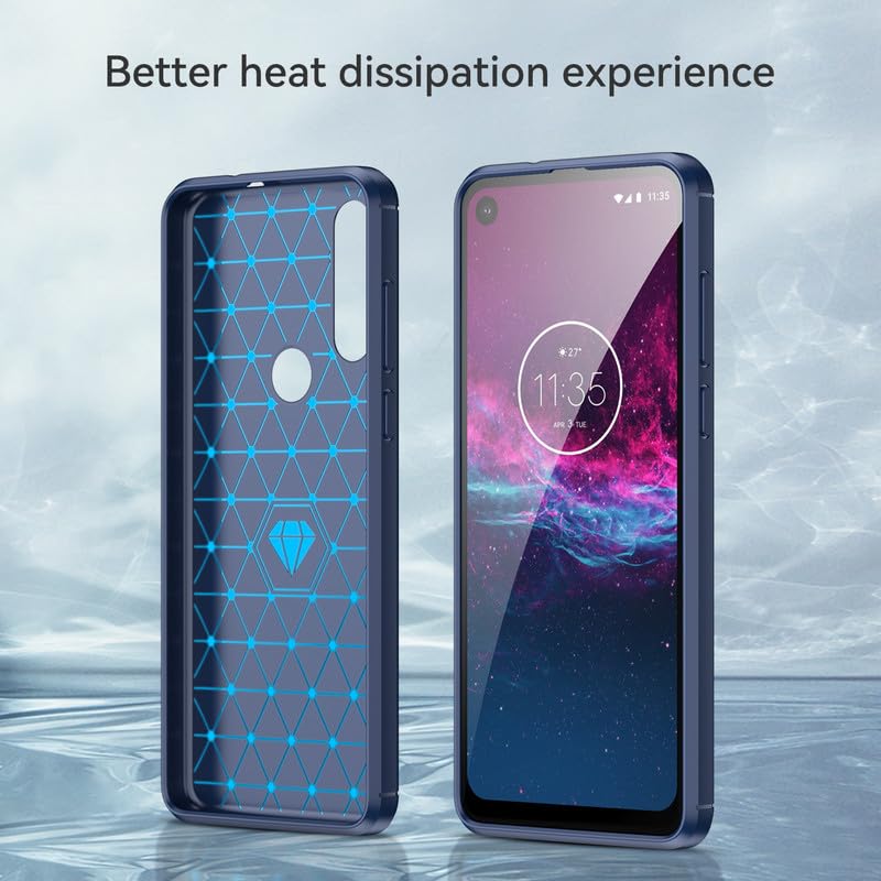 Image of Hybrid Carbon Fiber Back Case for Motorola Moto One Action (Blue)