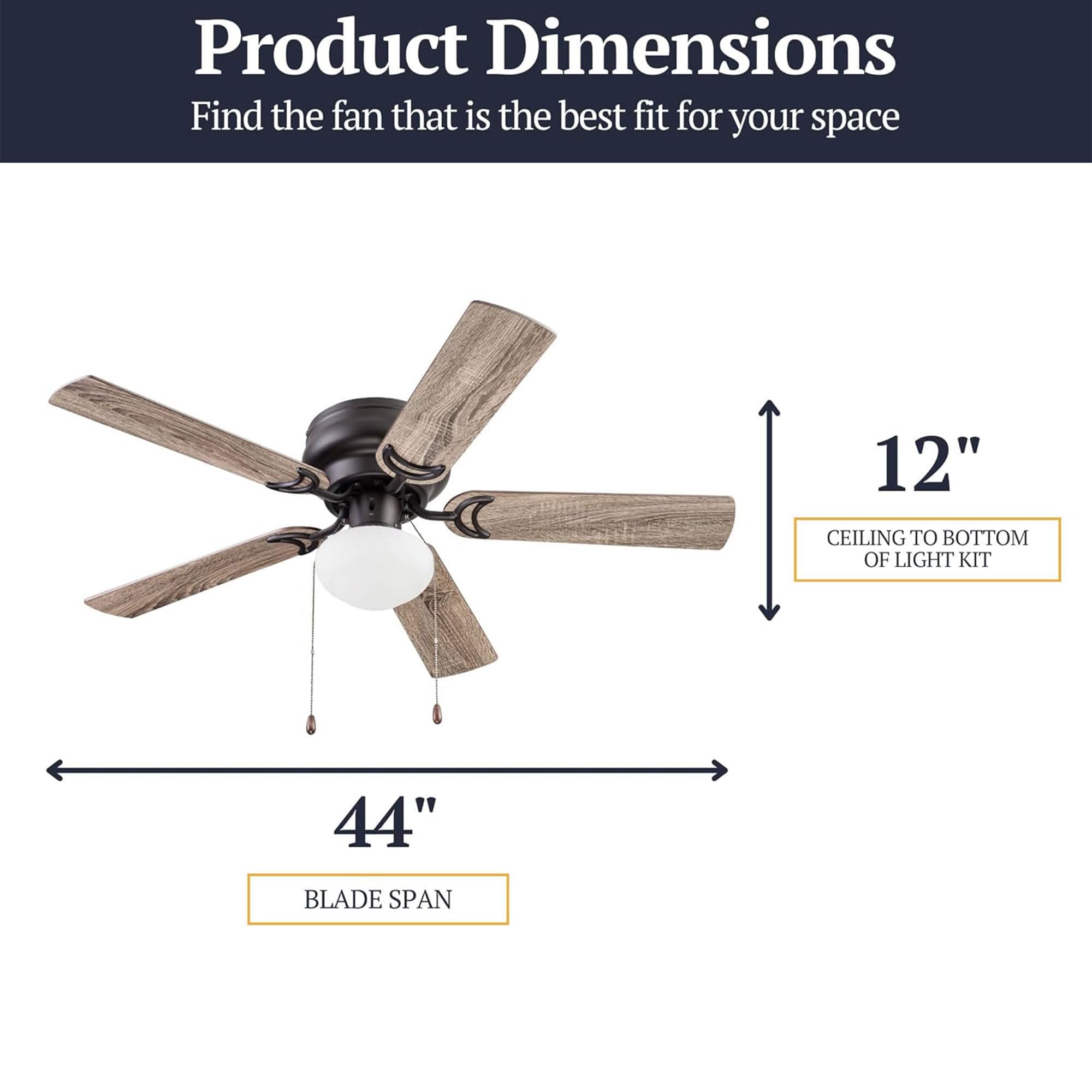 Prominence Home Alvina Traditional 44 Inch Ceiling Fan with Light