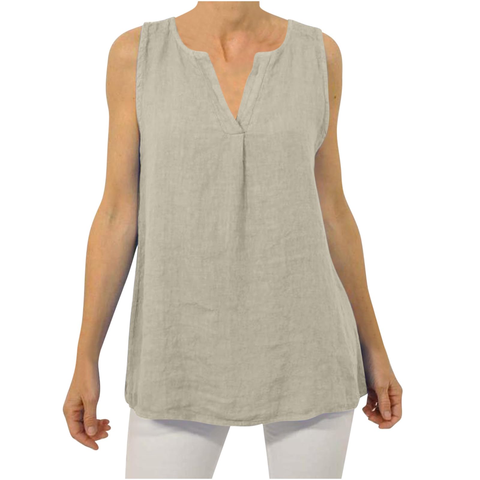 Womens Tank Top Loose Fit V Neck Sleeveless Solid Flowy Tunic Blouses Casual Summer Lightweight Going out Tees