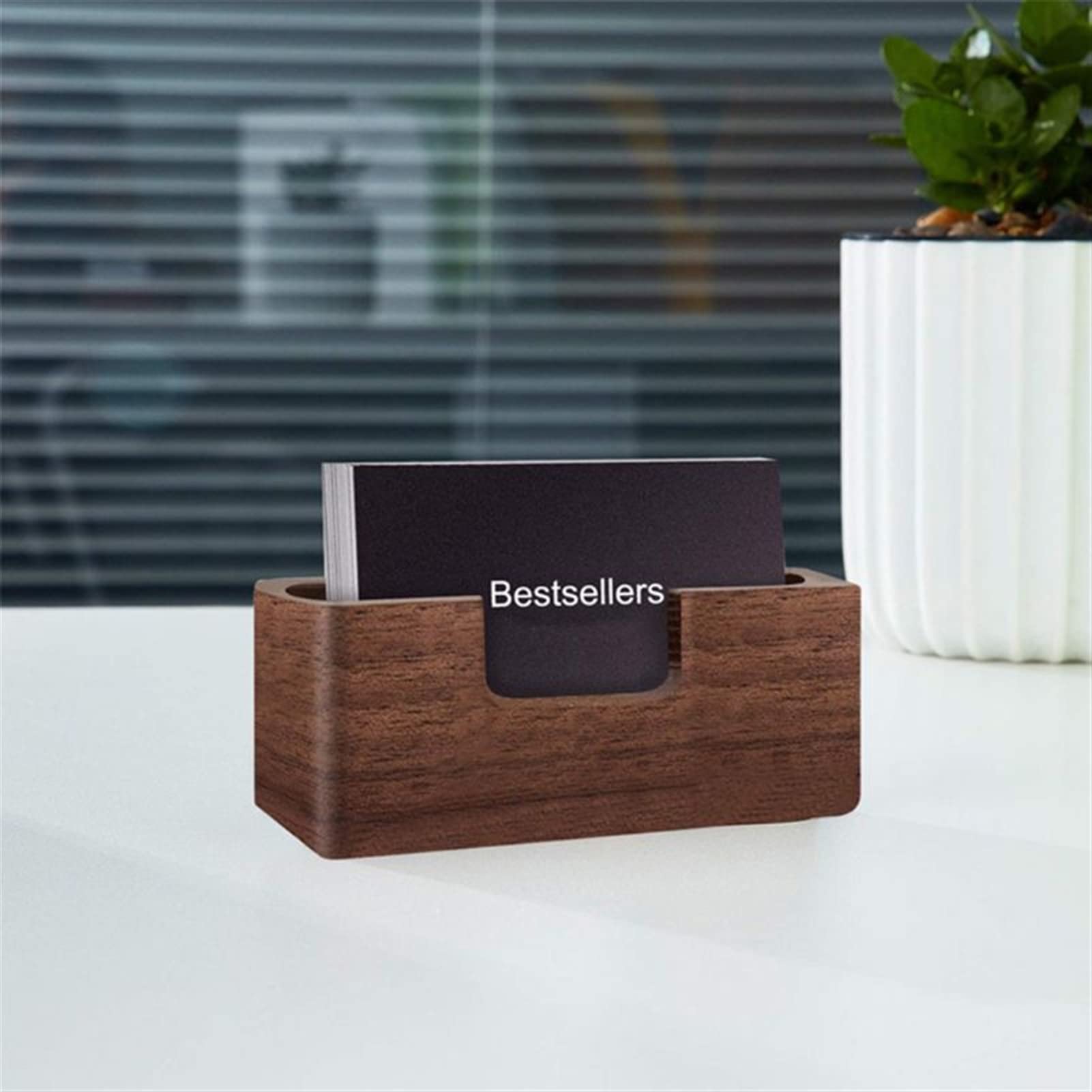 TOMYEUS Etui na wizytówki profesjonalny drewniany uchwyt na wizytówki, etui na karty biurkowe, wygodne i trwałe etui na wizytówki