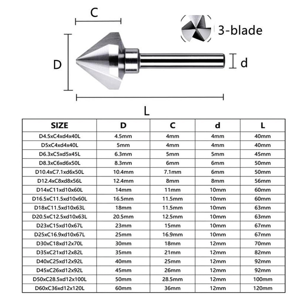 Fresa in Acciaio rapido a 90 Gradi, Punta for Lavorazione dei Metalli con 1/3 di Flauto, Punte for Fresa a Candela for Legno plastico, 1 Pezzo(23MM*3)