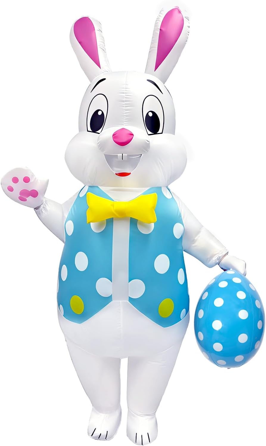 Inflatable Easter Bunny Costume Adult, Blow Up Easter Bunny Suit with Eggs, Rabbit Costume Adult for Halloween Cosplay Party