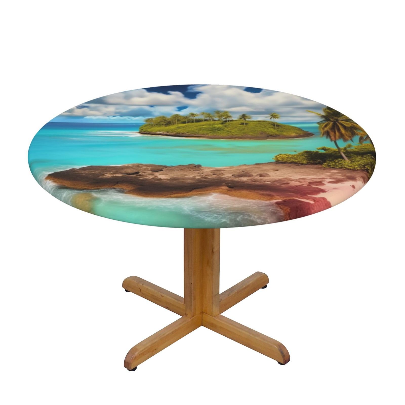 Nappe de table ronde Caraïbes pour décorer votre terrasse et vos repas en extérieur tout l'été