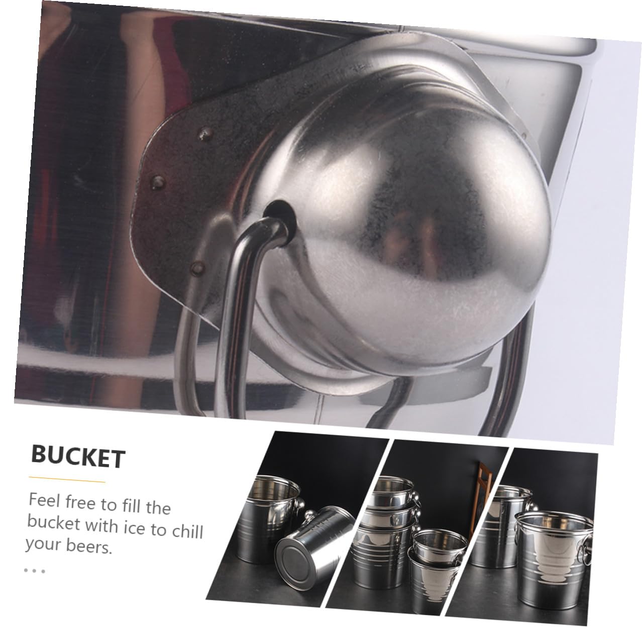 TOYANDONA Secchiello per Ghiaccio Portatile in Acciaio Inox 11l Manico Robusto, Secchiello Rinfrescante per Bottiglie di Vino e Birra, per Feste e Uso Cucina