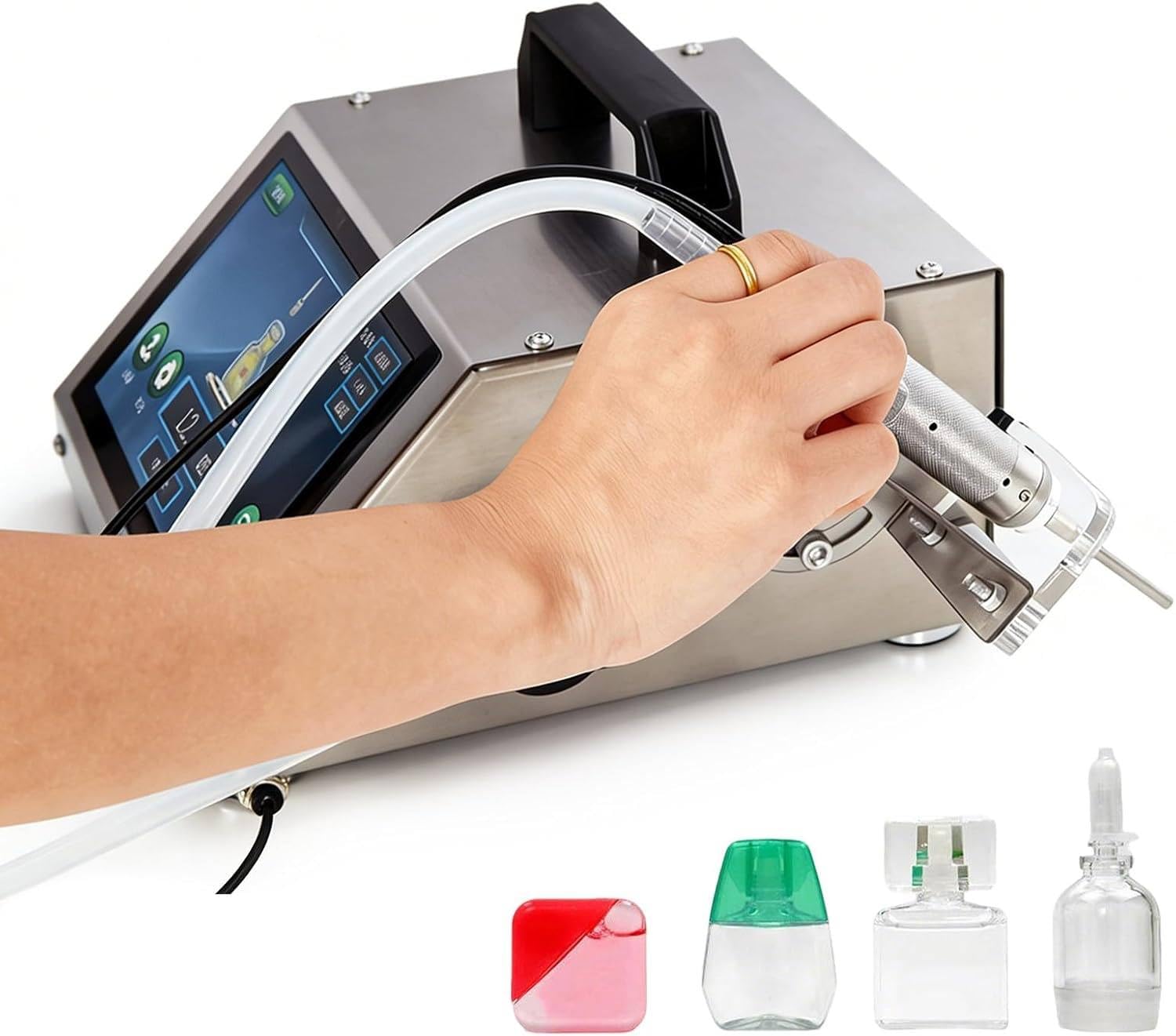 SPECIALBIEGEBUY Liquid Filling Machine Peristaltic Pump, 316 Stainless Steel Magnetic Pump Equipped Digital Control Bottle Filler, 1-100ml 500ml/Min Ideal For Cosmetic Oil And Corrosive Liquids 1360