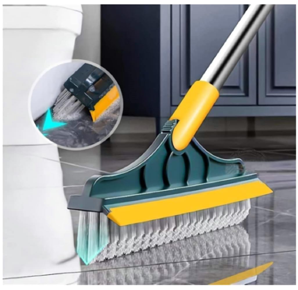 2 in 1 Bathroom Cleaner Brush Wiper Scrubber by QINPIN - Long Handle Multipurpose Cleaning Mop for Easy Bathroom, Tiles, Floor, Wall, Glass Cleaning (B0D14XJGN7) Amazon Price History, Amazon Price Tracker