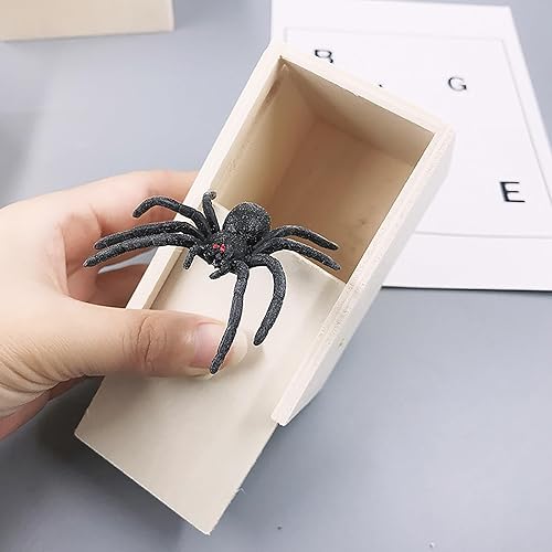 Miniatura 6 de Caja de trucos de araña de goma, caja sorpresa de madera hecha a mano, araña oculta en una caja, juguetes de trucos para adultos y niños, bromas