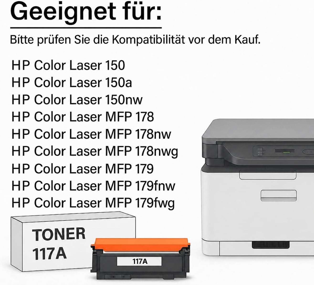 ABC Kompatibles Set 4X Toner für HP 117A W2070A - W2073A für HP Color Laser 150 150a 150nw MFP 178 178nw 178nwg 179 179fnw 179fwg