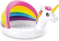 Intex 57113EP 50 Inch Unicorn Baby Pool for 1-3 Year Olds - Soft Floor, Built-in Sunshade, Easy Inflatable Kiddie Pool