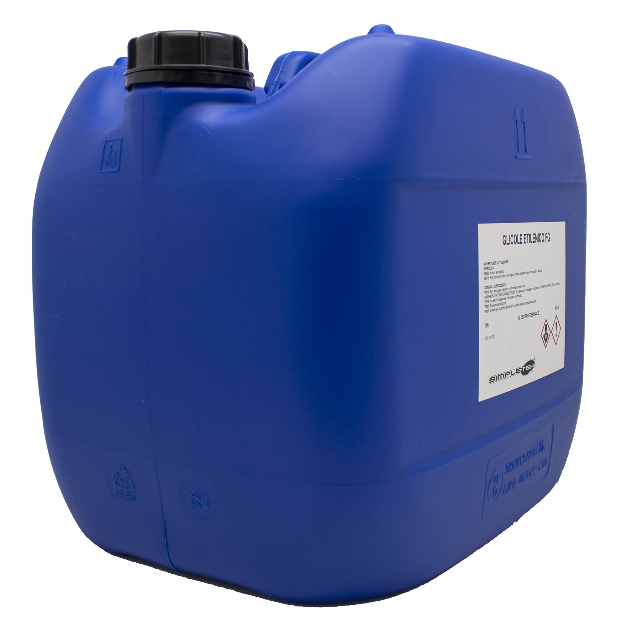 SIMPLETEK - Glicole Etilenico (Meg) 25 kg in Tanica | Grado Tecnico | Base per Antigelo e Fluido Termovettore | Uso Industriale