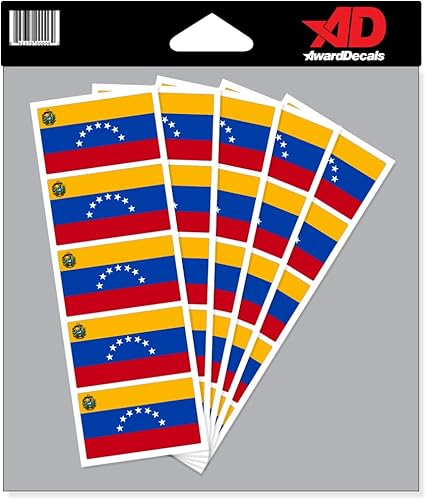 Calcomanía de bandera de Venezuela para cascos (fútbol, béisbol, softbol, hockey, lacrosse, etc.). 50 calcomanías originales Award Decals Premium de