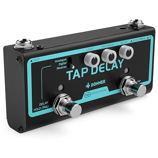 Donner Tap Delay Guitar Effect Pedal, 3 Delay Modes Digital Reverse Analogue Delay with Tap Tempo Control