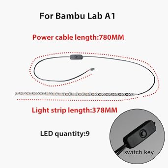 JUUPINE 24V Lamp Strip High Brightness LED Lights Strip Kit for Bambu Lab A1,Ra95 Fill Light with 780mm Length Cable 378mm LED Light, Free Cutting FDM 3D Printer Accessories Parts