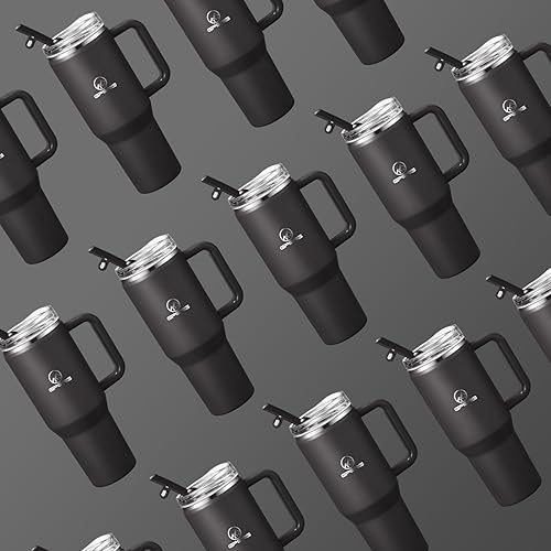 Miniatura 3 de Gpeng Vaso de 304050 onzas con asa, botellas de agua con tapa con popote, apto para taza de viaje de acero inoxidable aislado, mantiene las bebidas