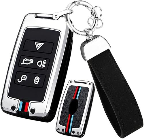 Miniatura 10 de ontto Funda de metal para llave de coche Land Rover 2020 en adelante, compatible con Range Rover Sport Evoque Velar Discovery negro, Negro -