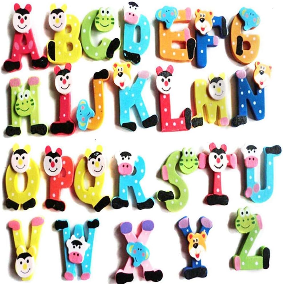 Uyuke Activity Cube Baby Toy for 1 Year Old Boy and Girl Gift,26Pcs Wooden Cartoon Alphabet A-Z Magnets Fridge Stickers Child Educational Toys