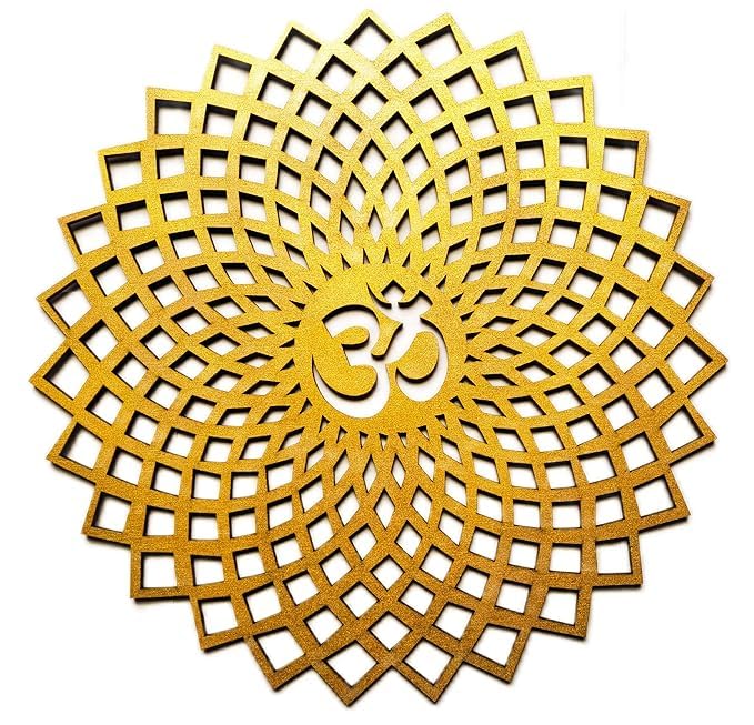 KV Art Golden Om Round Decorative Wall Art Mdf Wooden Om Chakra For Temple, Living Room, Bedroom, Office, Hotel, Home Decor Items, Gift Item, Mandala Wall Hanging For House Decoration 30x30cm (B0DDT7WDH2) Amazon Price History, Amazon Price Tracker