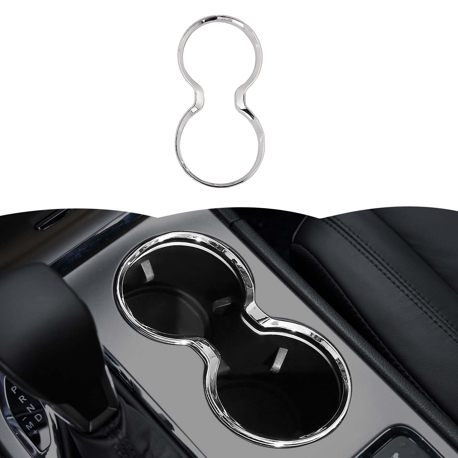 RT-TCZ Cup Holder Trim Cover Frame Decorative Interior Accessories for Jeep Grand Cherokee 2011-2021 (Chrome)