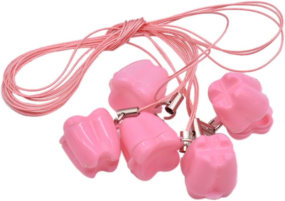 Angzhili 10pcs Plastic Tooth Saver Necklaces,Baby Teeth Holder for Lost Teeth,Tooth Necklace for Kids,Dental Kids Toys,Dental Office Giveaways for Kids (White)