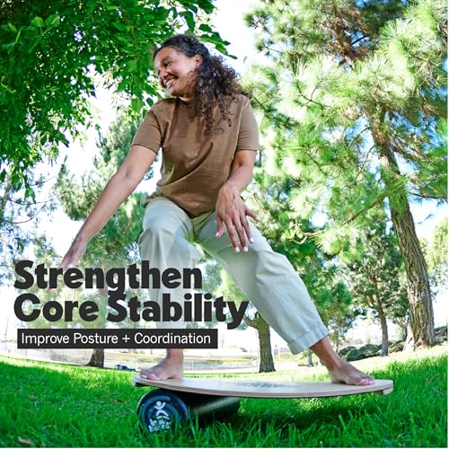 Image of The Original Indo Board - Balance Board Trainer for Core Strength, Stability & Athletic Performance - Surfing, Skateboarding, Snowboarding, Yoga, Physical Therapy & More. Includes Board and Roller.