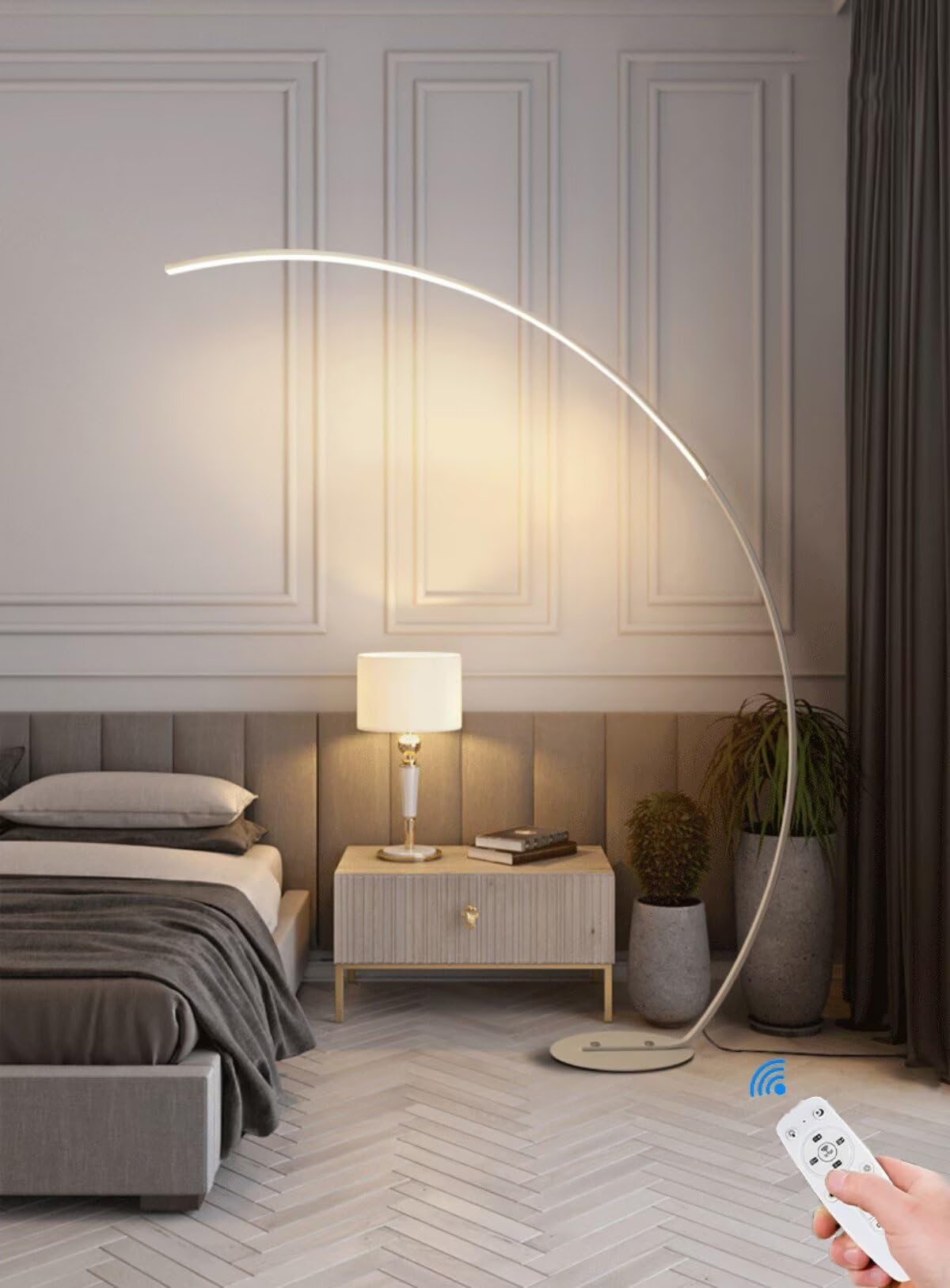 Lámpara de pie arco moderna blanca