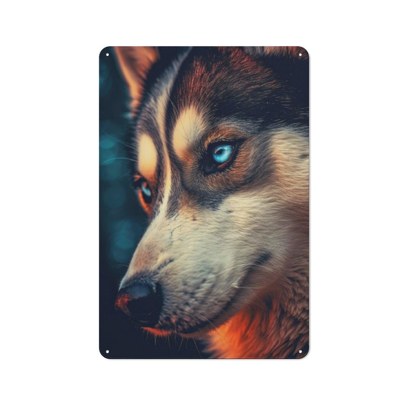 Junmoney Husky Closeup Face Tin Sign 30X20cm With For Workshop Wall, Vintage Decor, For Metal Sign Collectors, For Garage And Workshop Walls