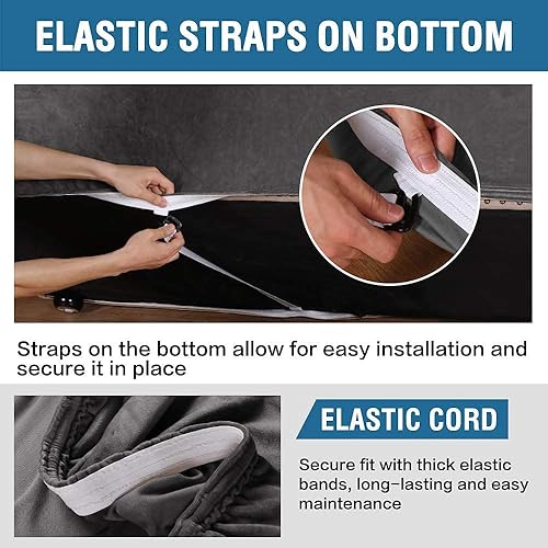 Miniatura 4 de H.VERSAILTEX Funda elástica de terciopelo para sofá, fundas para sofá de 3 cojines (72-96 pulgadas, gris), paquete de funda para sofá biplaza,