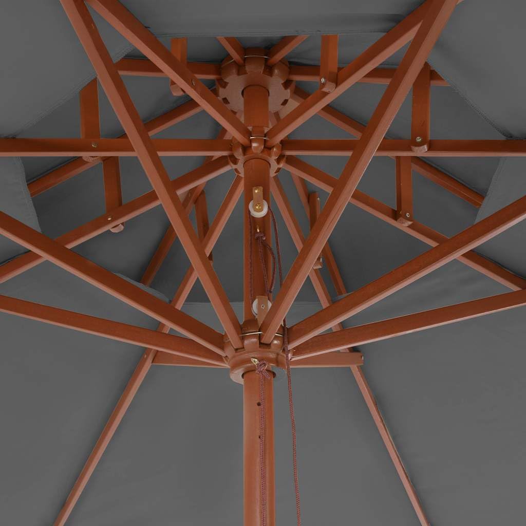 Antracyt parasol 270 cm z drewnianym kijem