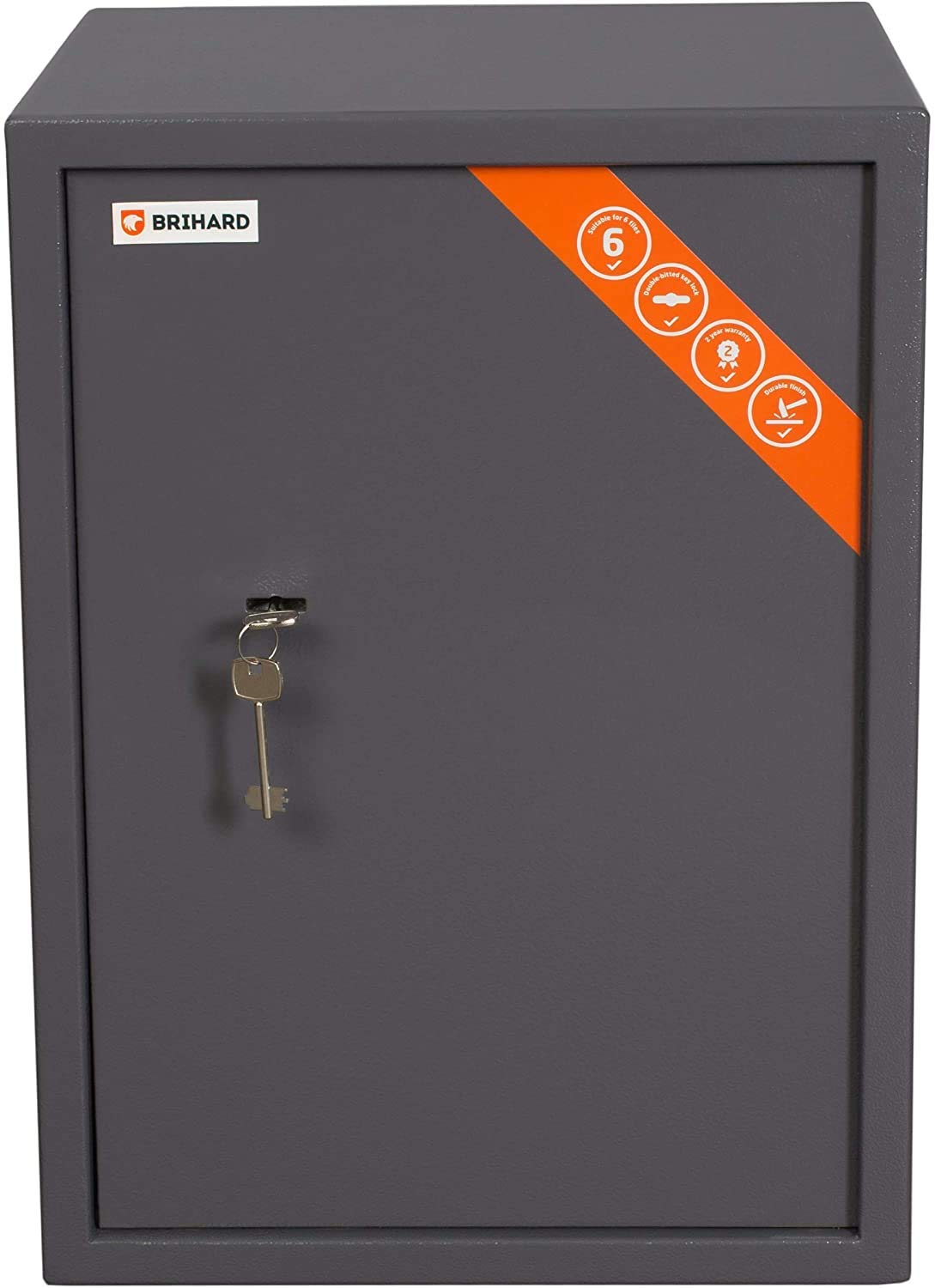 Brihard Business XL Safe with Certain Key-Lock, 53x39x38cm (HxWxD), Titanium Grey