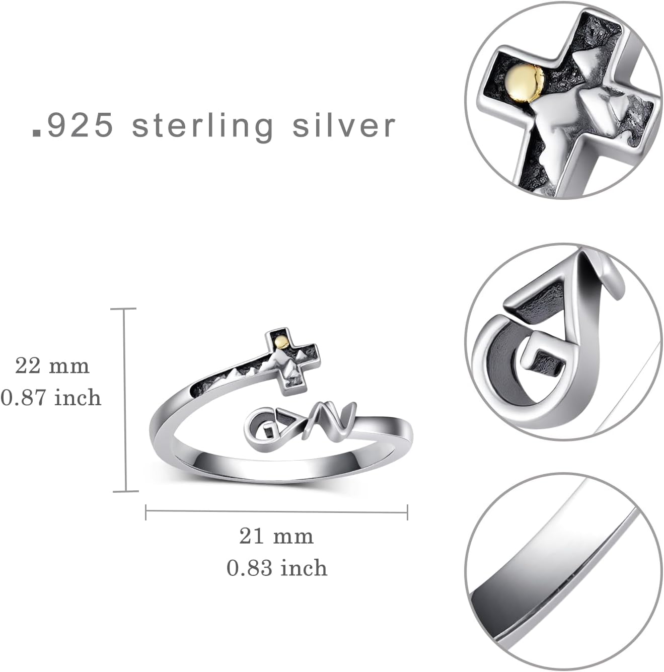 God is Greater than the Highs and Lows Ring for Women Men 925 Sterling Silver Mountain Ring Faith Rings Storyteller Jewelry - Image 4