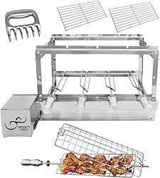 Churrasqueira Giratória Grill Alvenaria 4 Espeto Inox Bivolt -