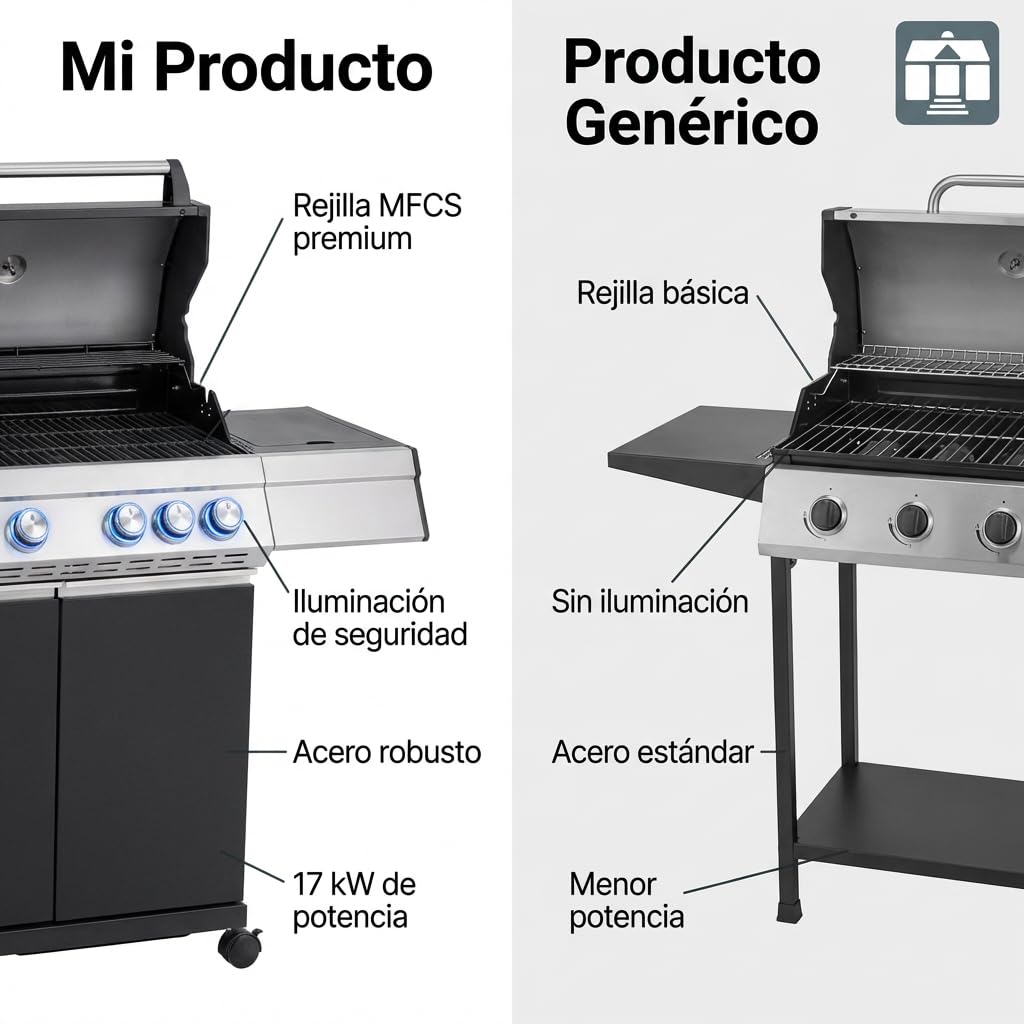 Tarrington House Barbacoa de gas Paxton de 4 + 1 Quemadores, Acero/Acero Inoxidable, Tapa con Termómetro, Mesa Auxiliar, Ruedas, Negro
