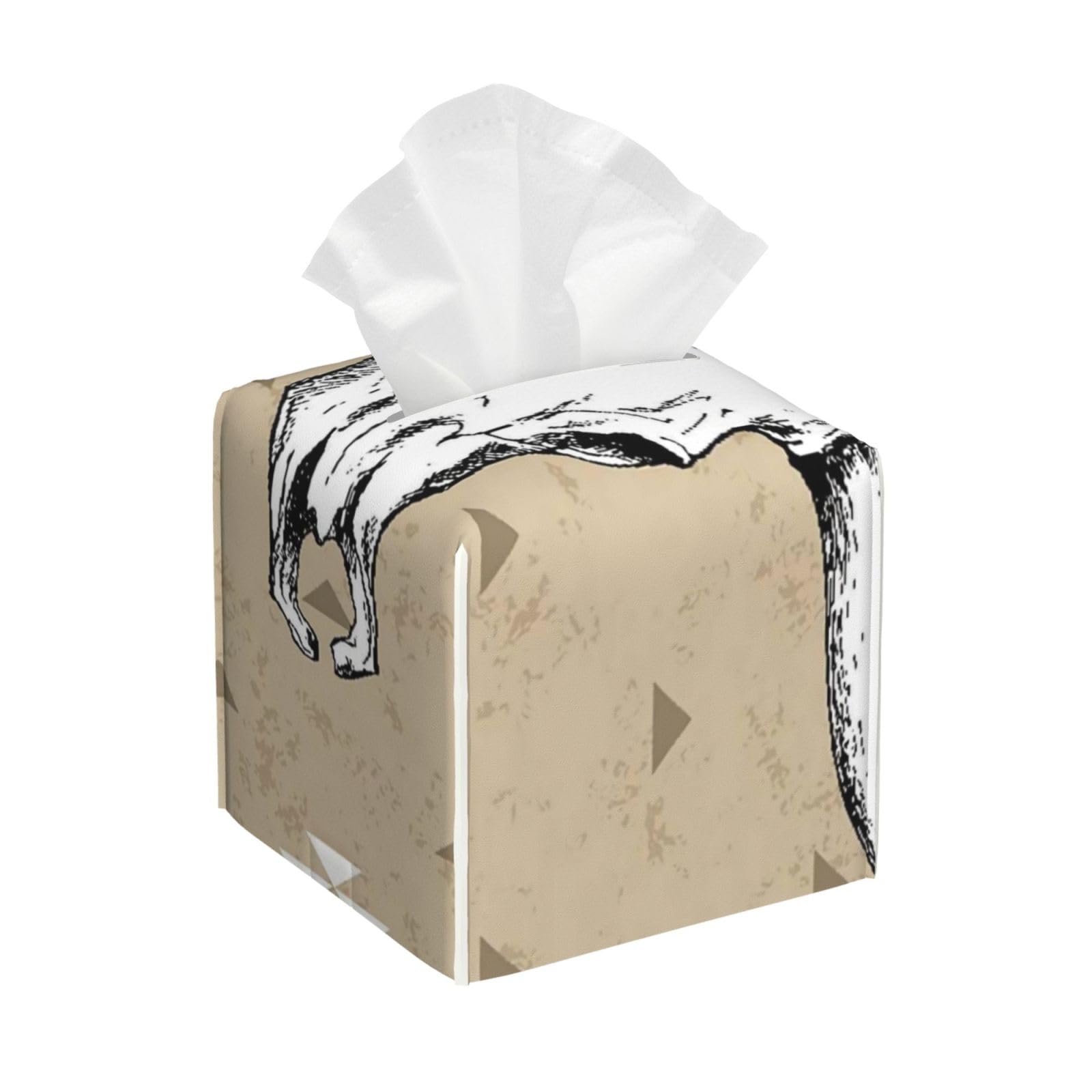 Cow Bull Skull with Horns On Native Americans with Traditional Skeleton Cattle Head PVC Cube Tissue Pack for Home Office Bathroom Use