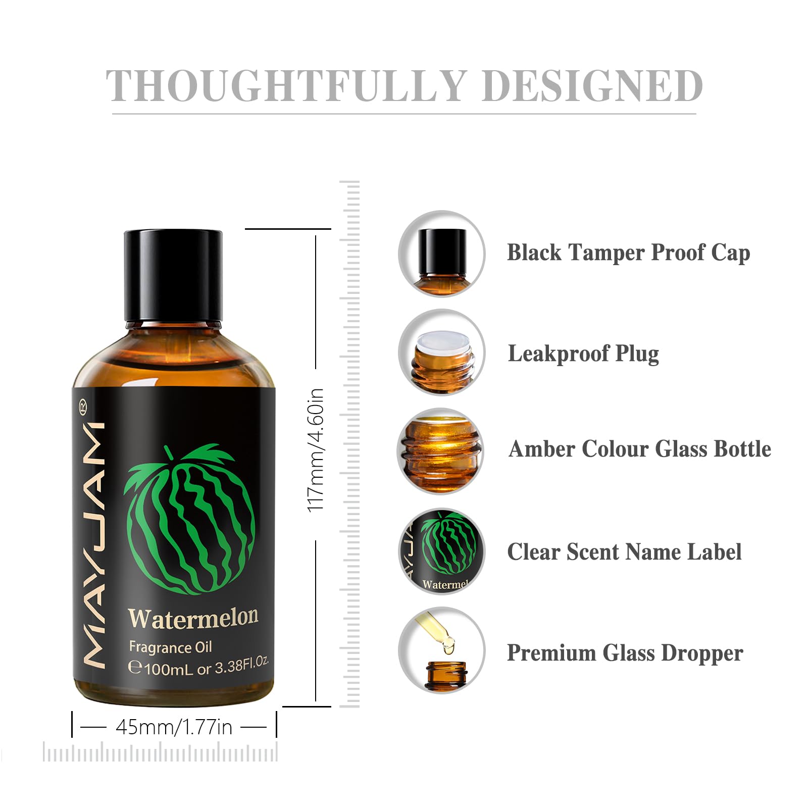 MAYJAM Olio Essenziale di Anguria 100ml, Olio Di Fragranza Premium Per Diffusori di Olio Essenziali, Aromaterapia, Casa, Bruciatore Di Olio