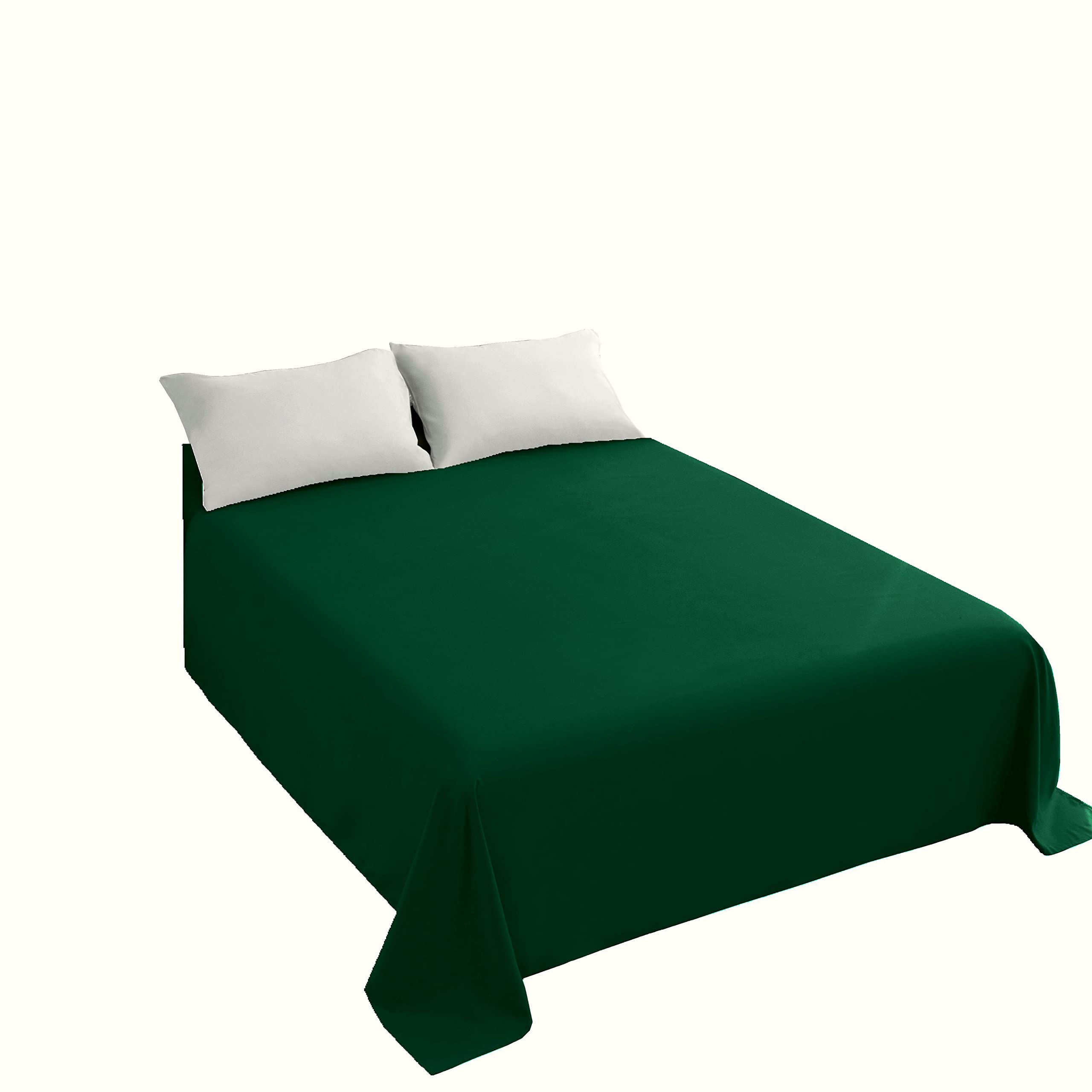 Sfoothome Blackish Green Flat Sheet, Ultra Soft and Comfortable Microfiber Top Sheet California Size