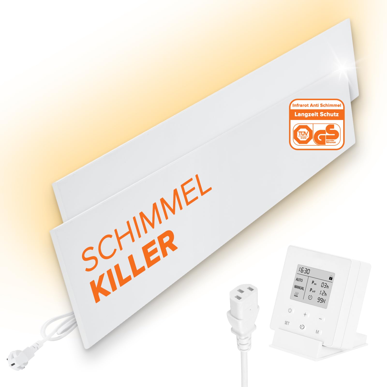 Infrarot Anti Schimmel Heizung – Schimmelentferner ohne Chemie mit Smart Timer – Alternative zu Schimmelspray – Für Wand & Bad – Bekämpft Schimmel am Ursprung - Xnature XN-IC60 2er-SET
