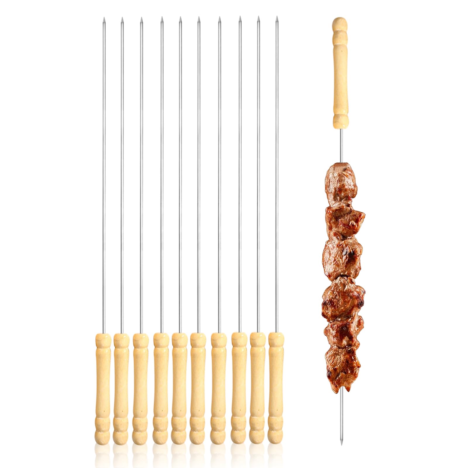 8 Spiedini In Acciaio Inox Per Barbecue - Lunghi 60 Cm, Per Grigliate Di Carne E Verdure - Foto 3