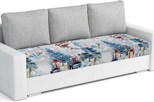 Miniatura 10 de Fundas de cojín para sofá, diseño de muñeco de nieve de Navidad, funda elástica para sofá con parte inferior elástica, diseño de bolas de Navidad,