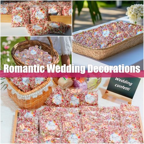 Image of 50 Pack Real Flower Petals Confetti, Natural Wedding Confetti Decor | Confetti with Jasmine & Pink Dried Flower Petals, The Send Off Ideas, Flower Girls Basket, Party Romantic Gifts