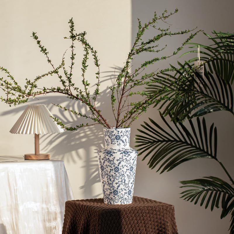 RORA Chinoiserie Blue and White Ceramic Vase - 8.7" Porcelain Floral Design for Home Decor, Centerpiece, or Gift - Perfect for Living Room, Bedroom, Office, or Dining Table - Image 2