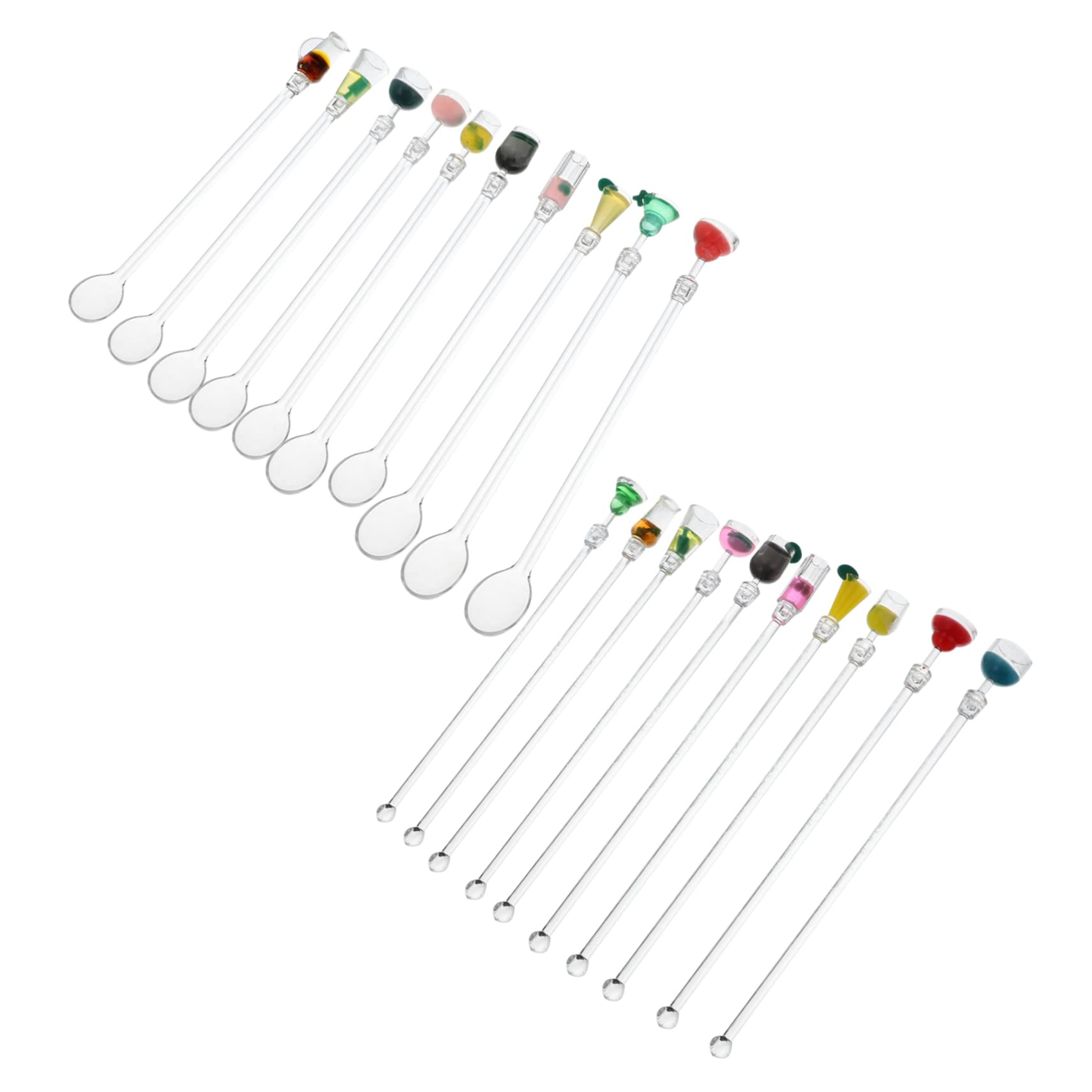 GRIRIW 20Pcs Acrylic Cocktail Stirring Sticks Creative Swizzle Sticks for Drinks Mixing for Parties Bars Homes and Restaurants Elegant Long Handle Drink Mixer