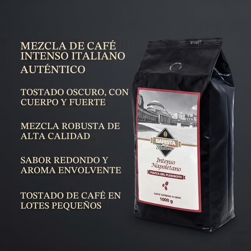 Barista Italiano 2 x 1KG Café Natural En Grano - Sabor Superior (INTENSO NAPOLETANO)